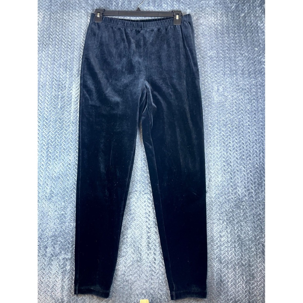 Amanda Smith Velvet Pants Womens Medium Black Stretch High Rise Skinny Leg